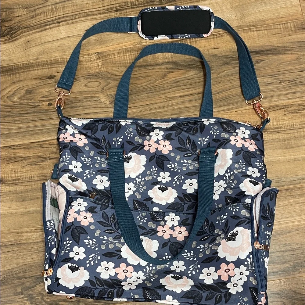 Floral Women's Diaper Bag in Blue and Pink
